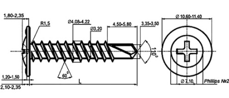 Саморез с пресс-шайбой 4.2x32 со сверлом DKC