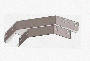 Лоток угловой глухой КГГ 200х100-90 УТ1,5 поворот на 90, горячее цинкование S1,5