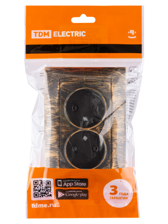 Розетка двойная 2П 10А 250В старинная бронза "Лама" TDM