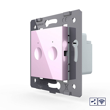 Двухклавишный проходной сенсорный выключатель Module с радиоупр., цвет розовый (механизм) Livolo