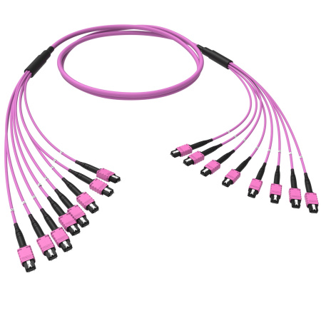 Оптическая магистральная сборка 96 ОВ 50/125 OM4, 8xMTP PRO(12)m/8xMTP PRO(12)m, тип В, 150 м DKC