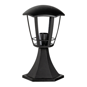 11-168 Светильник садово-парковый, столб малый, «Валенсия 1», Е27х60Вт, 6-ти гранный, пластик, черный, прозрачный поликарбонат, 177х169х290... APEYRON