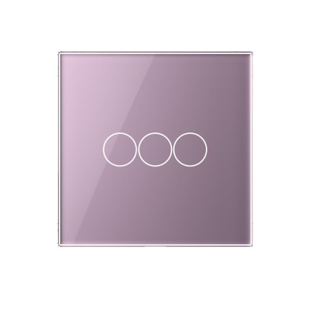 Трехклавишный сенсорный выключатель EU стандарт, 1 пост, цвет розовый Livolo