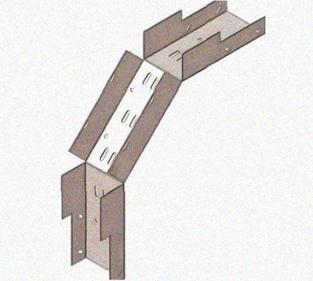 Лоток замковый перфорированный КСЗ 500х80-90 УХЛ1 для поворота трассы вниз на 90, горячее цинкование, S1,5