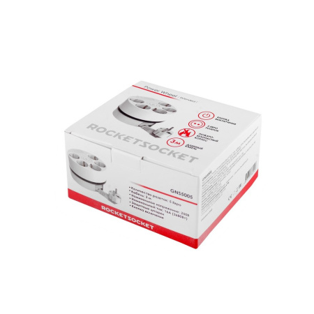 Удлинитель Power Wheel Extended 5 Euro 16А, кабель 3,0м RocketSocket, цвет белый
