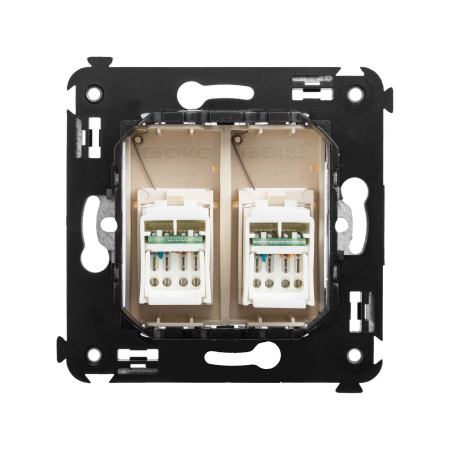 Компьютерная розетка RJ-45 в стену, кат.6 двойная,"Avanti", "Ванильная дымка" DKC