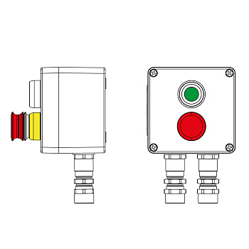 Взрывозащ. пост упр. из полиэстера CPE-P-03-(1xP1G(11)-1xP3E(11))-2xKA2MHK(C)1Ex d e IIC Т5 Gb / Ex tb IIIC T95°C Db IP66 / КЗ / ШЗ DKC