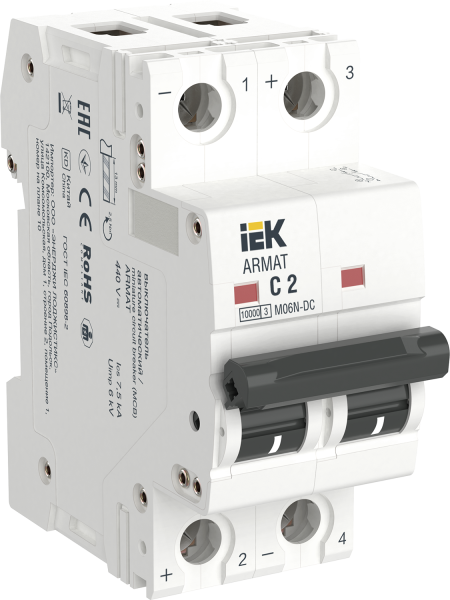 Выключатель автоматический ВА МОД M06N-DC 2П C 2А ARMAT IEK