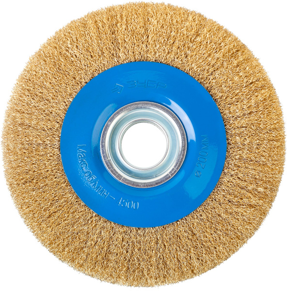 Профессионал. Щетка дисковая для точильно-шлифовального станка, витая стальная латунирован проволока 0,3мм, 200х32мм ЗУБР
