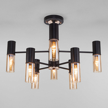 Потолочная люстра в стиле лофт 8*E14 40Вт золотой, черный IP20 Tesoro (70125/8 черный) Eurosvet