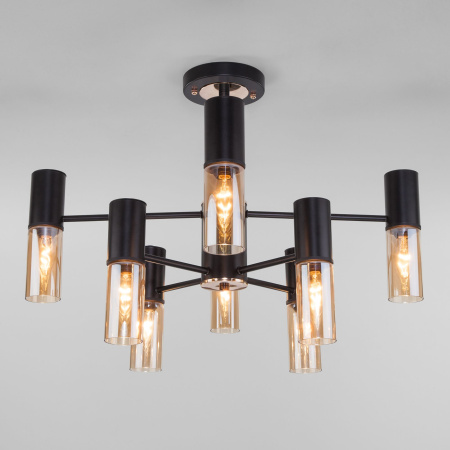 Потолочная люстра в стиле лофт 8*E14 40Вт золотой, черный IP20 Tesoro (70125/8 черный) Eurosvet