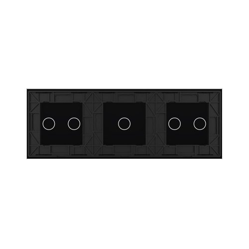 Панель тройная: 2 выключателя + 1 выключатель + 2 выключателя Черная Livolo фото 4
