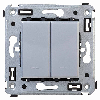 Переключатель двухклавишный в стену, "Avanti", "Закаленная сталь" DKC