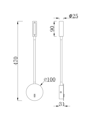 Бра 3Вт 3000K Черный IP20 Stem C035WL-L3B3K Technical