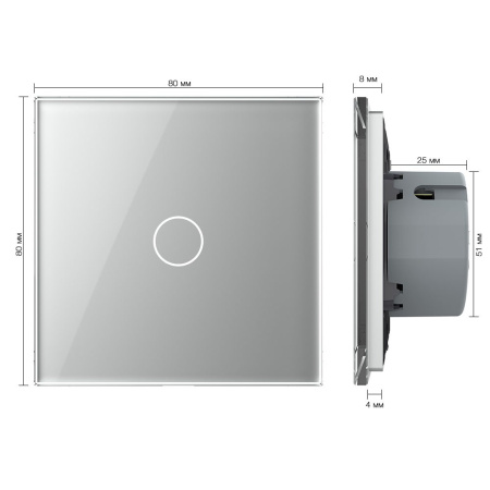 Сенсорный выключатель 1 клавиша 1 пост Серый Livolo