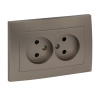 Валенсия Лицевая панель розетка 2-местной б/з 10А кашемир с защ, штор, EKF