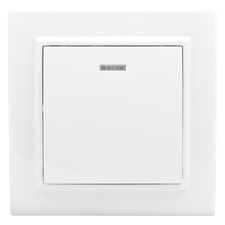 Минск Выключатель 1-клавишный СП с индикатором,10А, белый EKF