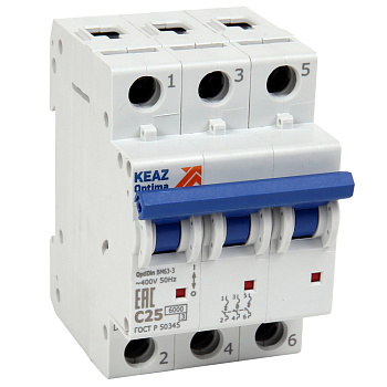 Выключатель автоматический ВА МОД 3П 50А С 6кА OptiDin BM63 КЭАЗ