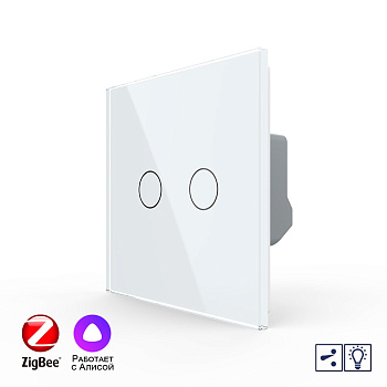 Двухклавишный проходной умный сенсорный диммер Livolo ZigBee, 1 пост, Белый VL-C702SD2Z-2WG