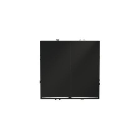 Проходной переключатель встраиваемый Voltum S70 двухклавишный с подсветкой 10А, (черный матовый)