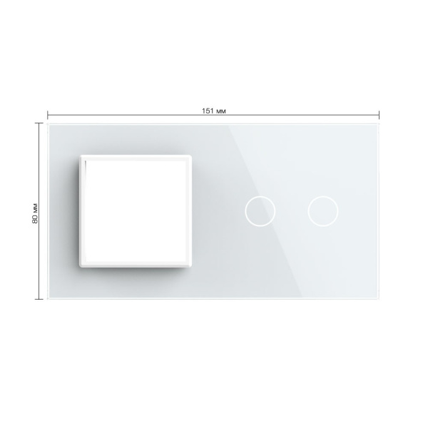 Панель для розетки и сенсорного выключателя, 2 клавиши, цвет белый, стекло Livolo