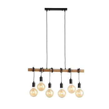 Светильник подвесной Черный, Светлое дерево E27 6*60Вт SL1142.403.06 EVOLUCE