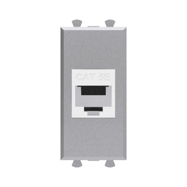 Компьютерная розетка RJ-45 без шторки модульная, кат.5е, "Avanti", "Закаленная сталь", 1 модуль DKC