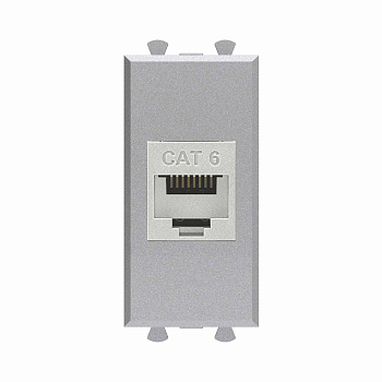 Компьютерная розетка RJ-45 без шторки модульная, кат.6 экранированная, "Avanti", "Закаленная сталь", 1 модуль DKC