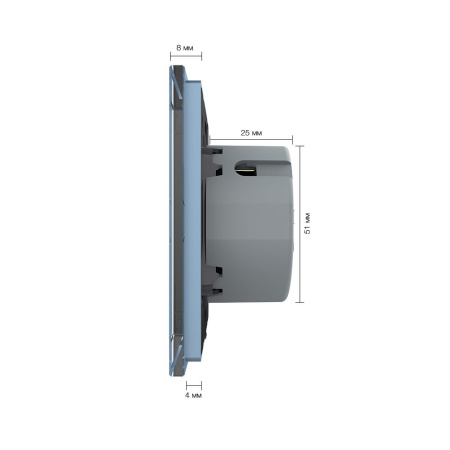 Сенсорный выключатель 2 клавиши (1-1), 2 поста Синий Livolo
