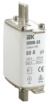 Плавкая вставка предохранителя ППНИ-33 габарит 00С 80А IEK