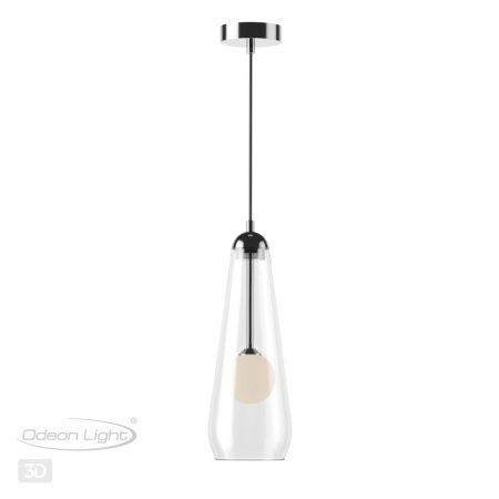 Подвес G9 1*40W LOSTAR хром/белый/прозрачный/стекло C ODEON LIGHT