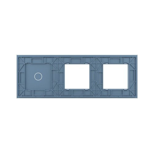 Панель для двух розеток и сенсорного выключателя, 1 клавиша, цвет синий, стекло Livolo фото 4