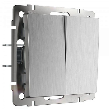 Встраиваемые механизмы Выключатель СУ 2-кл. (проходн.) 10А cеребряный рифленый IP20 Werkel