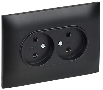 SKANDY Розетка 2-местная без заземления с защитными шторками 10А в сборе SK-R09Bl черный IEK