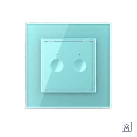 Двухклавишный сенсорный выключатель Module с функцией радиоуправления, цвет зеленый Livolo