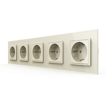 Розетка электрическая 16А 5 постов, цвет жемчужный Livolo Розетка электрическая 16А 5 постов, цвет жемчужный Livolo