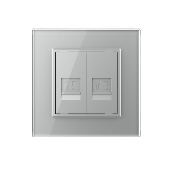 Розетка КОМП RJ-45 двойная Серая Livolo Розетка КОМП RJ-45 двойная Серая Livolo