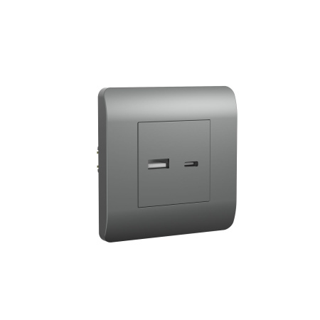 Розетка USB A+C, 5В/2,1А, серебряный NEW3-E CHINT