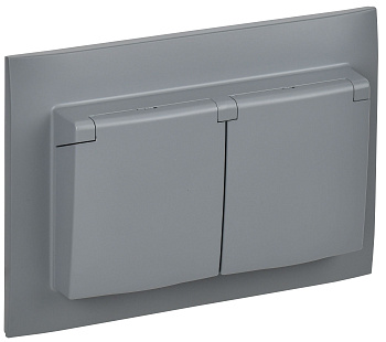 SKANDY Розетка 2-местная и крышкой 16А в сборе IP44 SK-R12Gr серый IEK