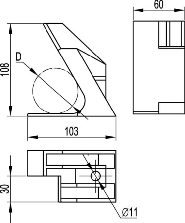 Кабельный держатель для крепления в треугольник, д. 30-40 мм, тип 1 DKC