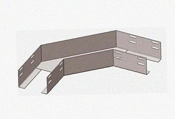 Лоток угловой перфорированный КГ 100х65-90 УХЛ2,5 поворот на 90, оцинкованный лист, S1,0