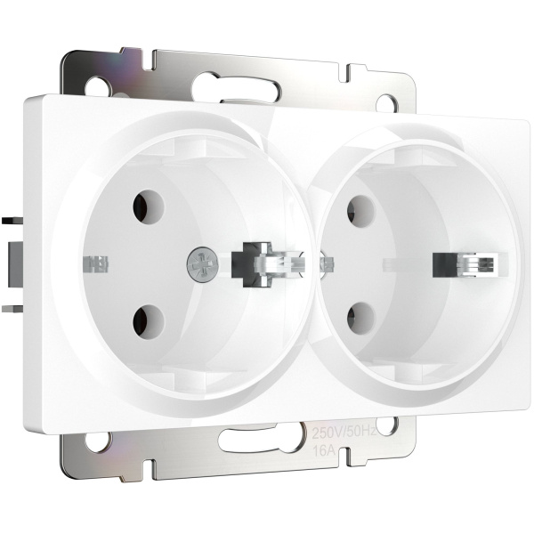 Встраиваемые механизмы Розетка СУ 2 мест. с з/з 16А Белый IP20 Werkel