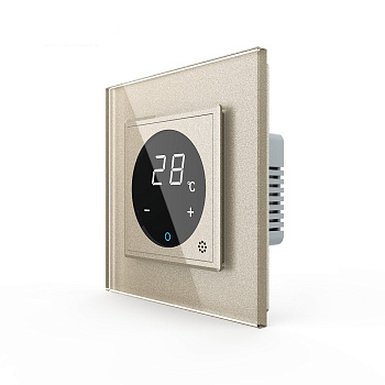 Терморегулятор пола 16А, сенсорное управление, датчик воздуха, 1 пост, цвет шампань Livolo