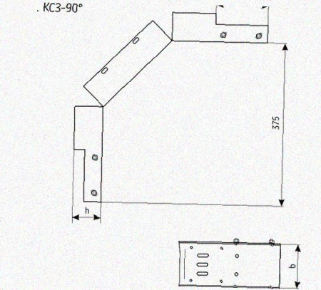 Лоток замковый перфорированный КСЗ 500х80-90 УХЛ1 для поворота трассы вниз на 90, горячее цинкование, S1,5