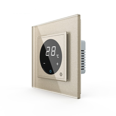 Терморегулятор пола 16А, сенсорное управление, датчик воздуха, 1 пост, цвет шампань Livolo