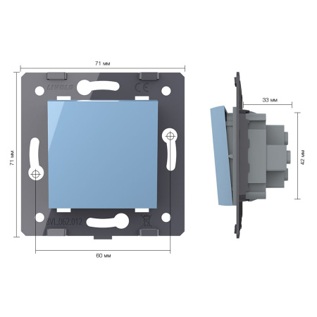 Одноклавишный механический выключатель, цвет синий (механизм) Livolo
