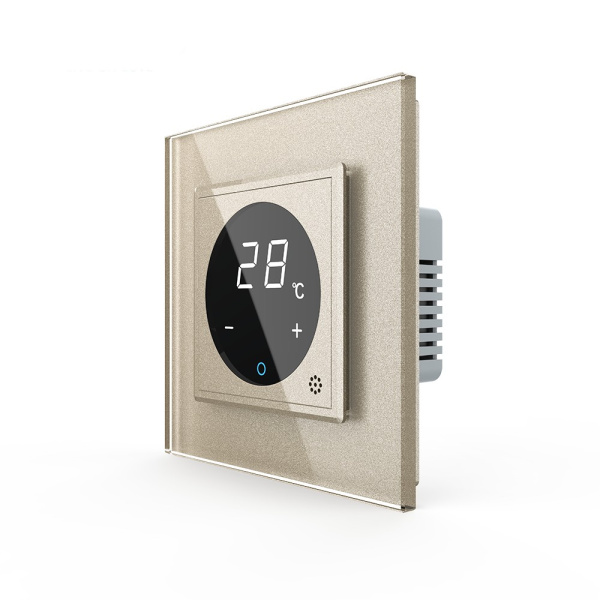 Терморегулятор пола 16А, сенсорное управление, датчик воздуха, 1 пост, цвет шампань Livolo Терморегулятор пола 16А, сенсорное управление, датчик воздуха, 1 пост, цвет шампань Livolo