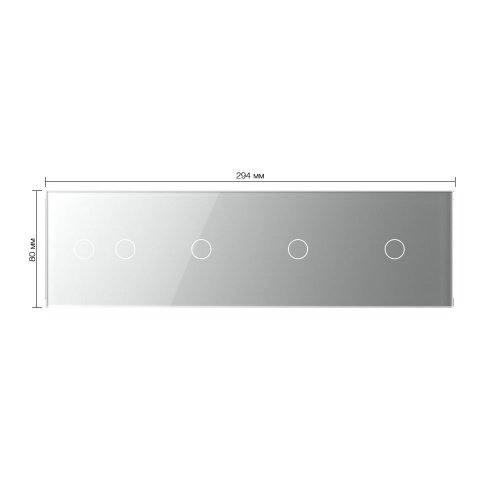 Панель для четырех сенсорных выключателей, 5 клавиш (2+1+1+1), цвет серый, стекло Livolo фото 2