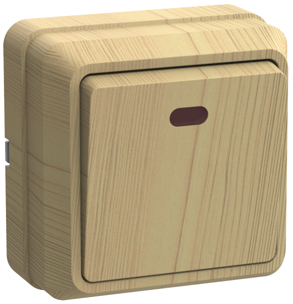 Выключатель 1-клавишный ОУ с индикацией ВС20-1-1-ОС 10А ОКТАВА сосна IEK