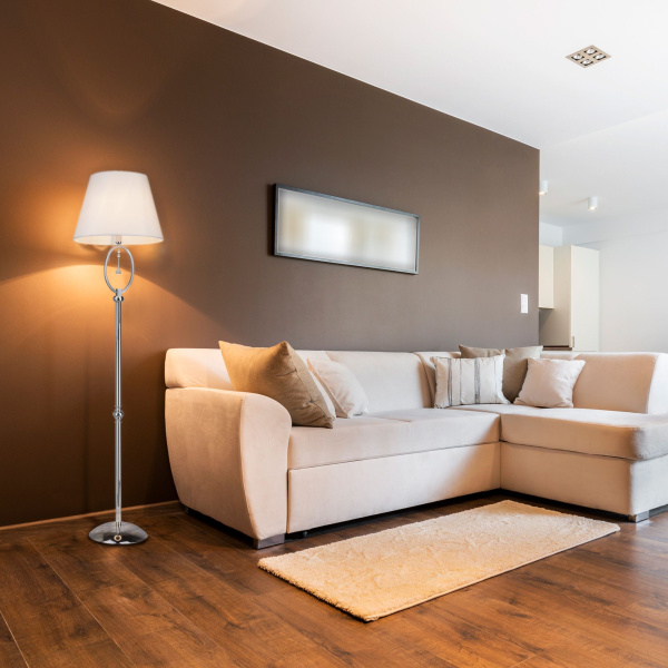 Торшер с белым абажуром 1*E14 60Вт хром IP20 Madera (01056/1 хром) Eurosvet